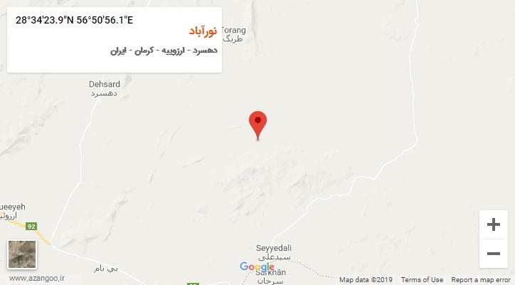 روستای نورآباد بر روی نقشه