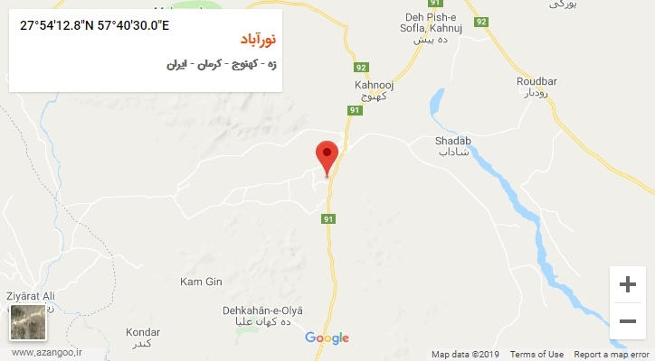 روستای نورآباد بر روی نقشه