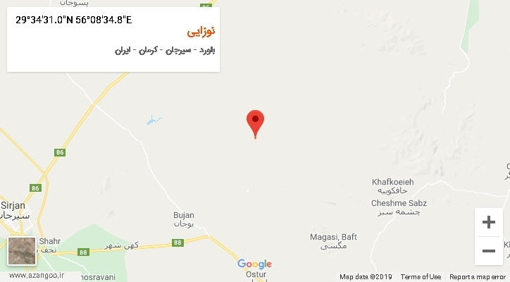 روستای نوزایی بر روی نقشه