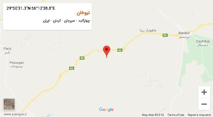 روستای نیوخان بر روی نقشه