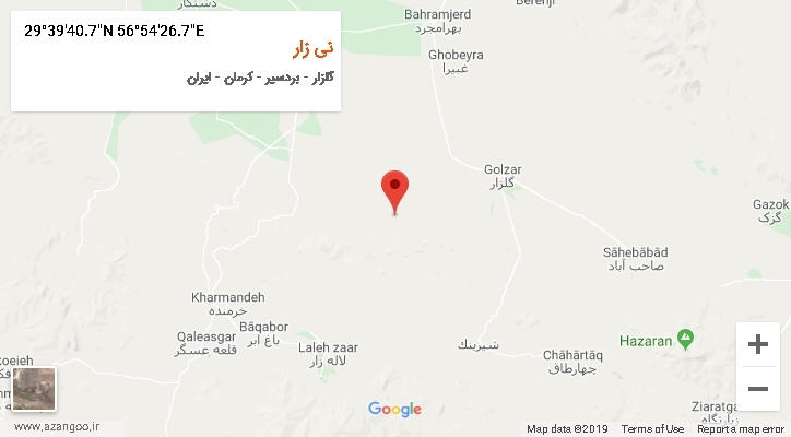 روستای نی زار بر روی نقشه