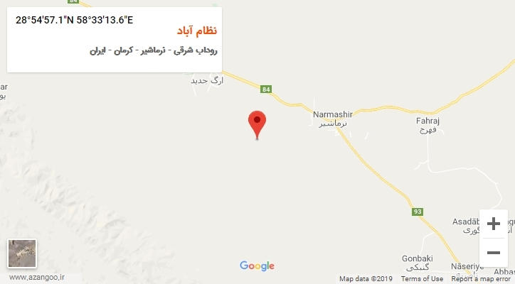 روستای نظام آباد بر روی نقشه