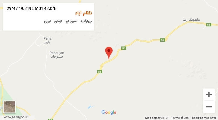 روستای نظام آباد بر روی نقشه