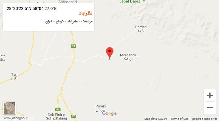 روستای نظرآباد بر روی نقشه