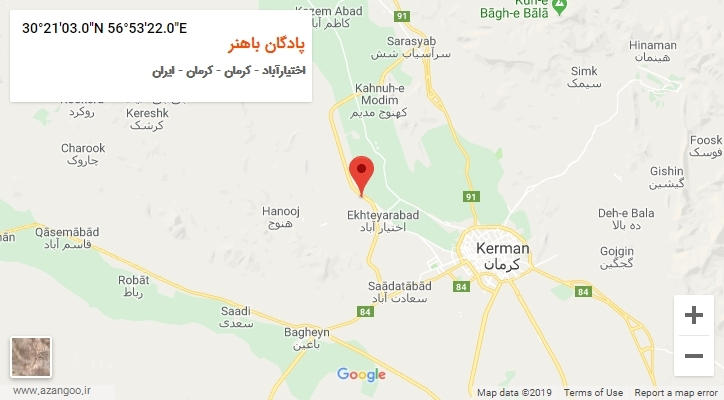 روستای پادگان باهنر بر روی نقشه