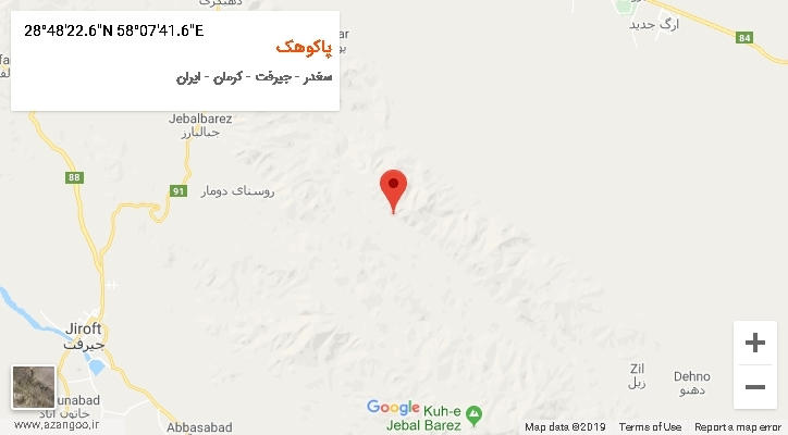 روستای پاکوهک بر روی نقشه