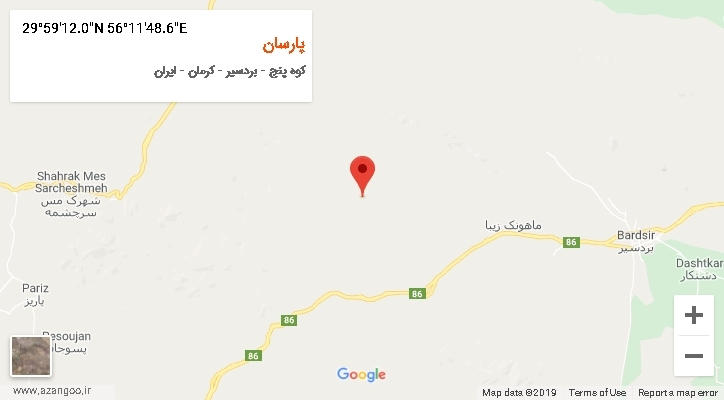 روستای پارسان بر روی نقشه
