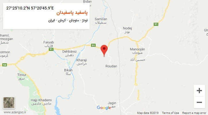 روستای پاسفید پاسفیدان بر روی نقشه