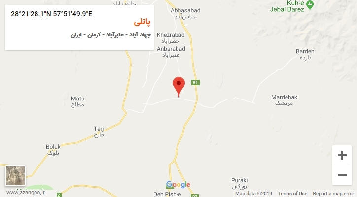 روستای پاتلی بر روی نقشه