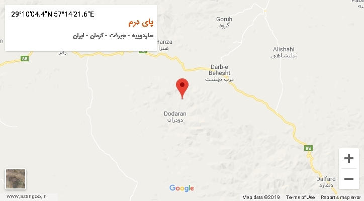 روستای پای درم بر روی نقشه
