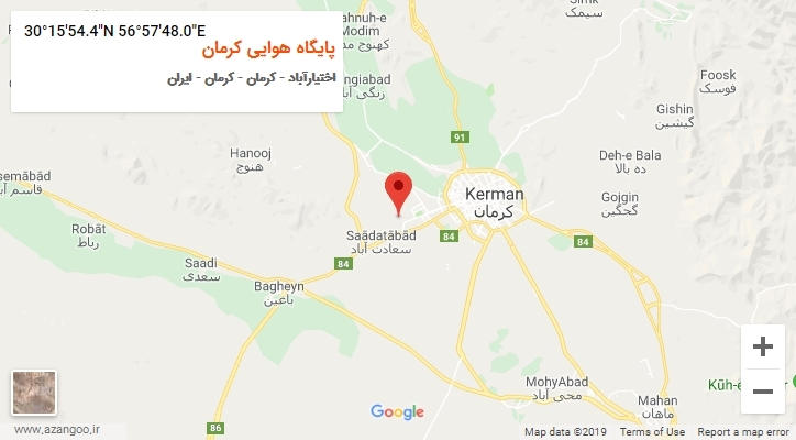 روستای پایگاه هوایی کرمان بر روی نقشه