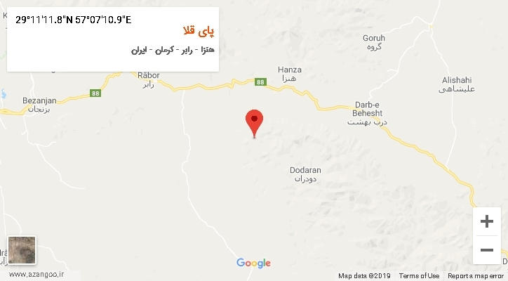 روستای پای قلا بر روی نقشه