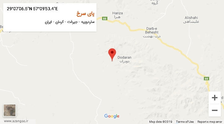 روستای پای سرخ بر روی نقشه
