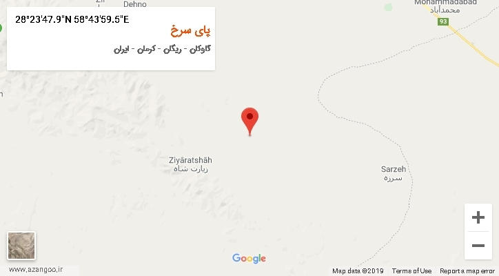 روستای پای سرخ بر روی نقشه
