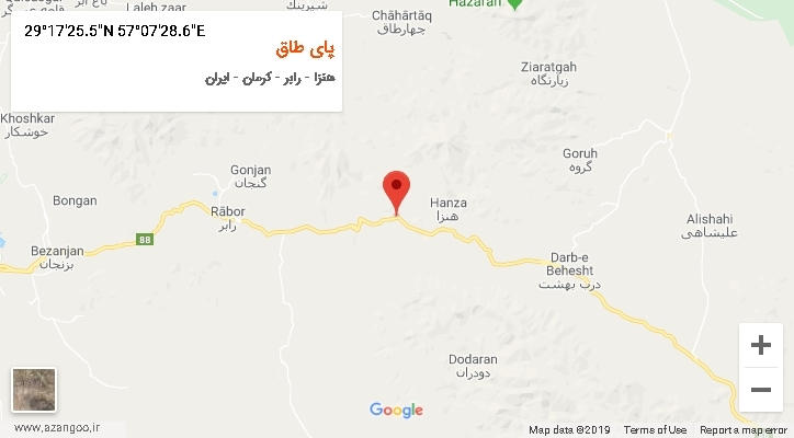 روستای پای طاق بر روی نقشه