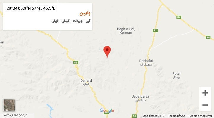 روستای پایین بر روی نقشه