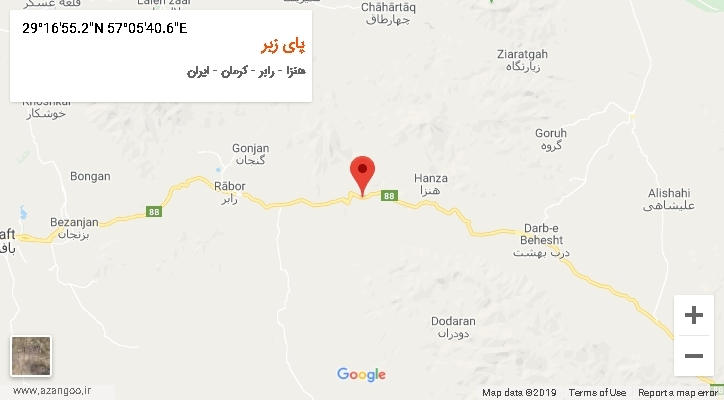 روستای پای زبر بر روی نقشه