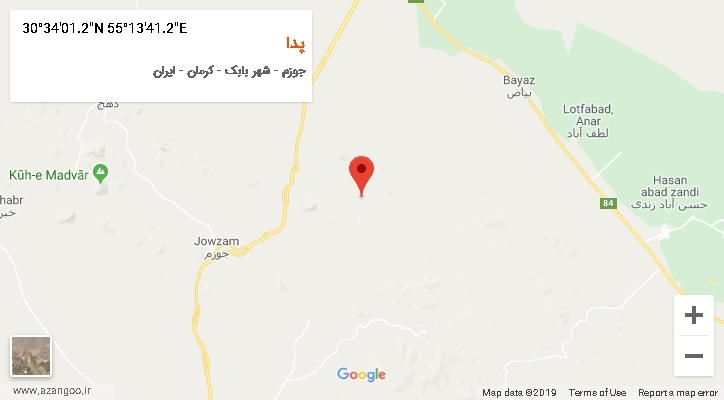روستای پدا بر روی نقشه