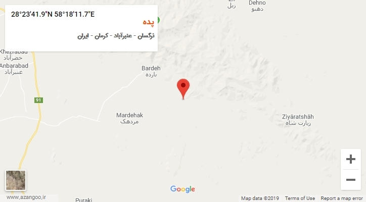 روستای پده بر روی نقشه