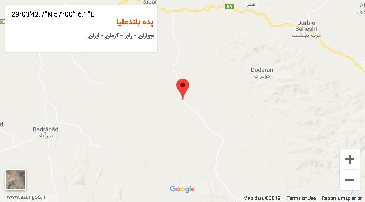 روستای پده بلندعلیا بر روی نقشه