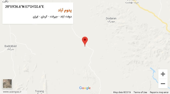 روستای پدوم آباد بر روی نقشه