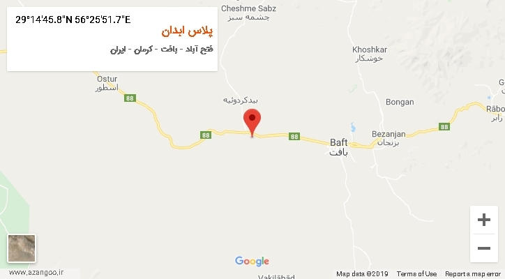 روستای پلاس ابدان بر روی نقشه