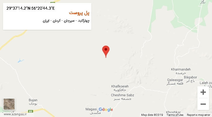روستای پل پروست بر روی نقشه