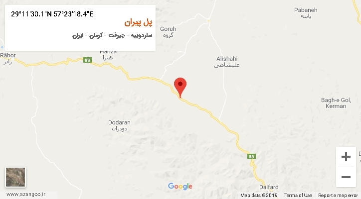 روستای پل پیران بر روی نقشه
