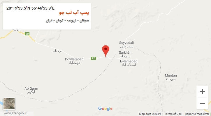 روستای پمپ آب لب جو بر روی نقشه