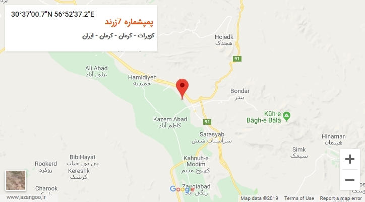 روستای پمپشماره 7زرند بر روی نقشه