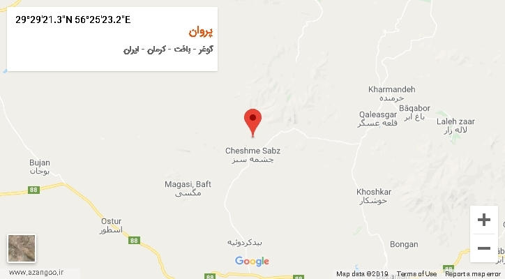 روستای پروان بر روی نقشه