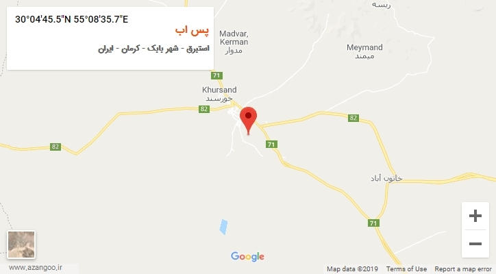 روستای پس اب بر روی نقشه