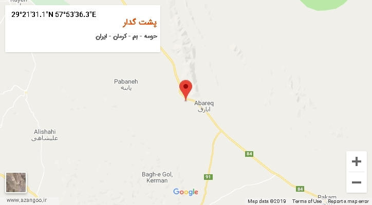 روستای پشت گدار بر روی نقشه