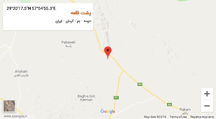 روستای پشت قلعه بر روی نقشه