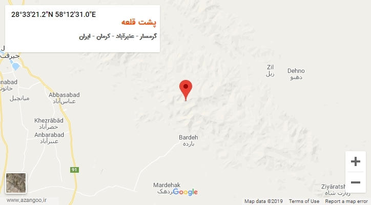 روستای پشت قلعه بر روی نقشه
