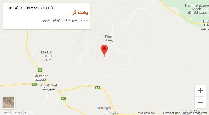 روستای پشت گر بر روی نقشه