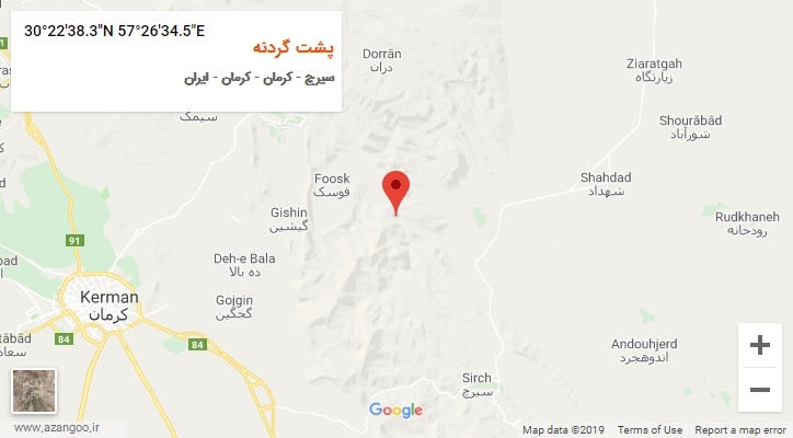 روستای پشت گردنه بر روی نقشه
