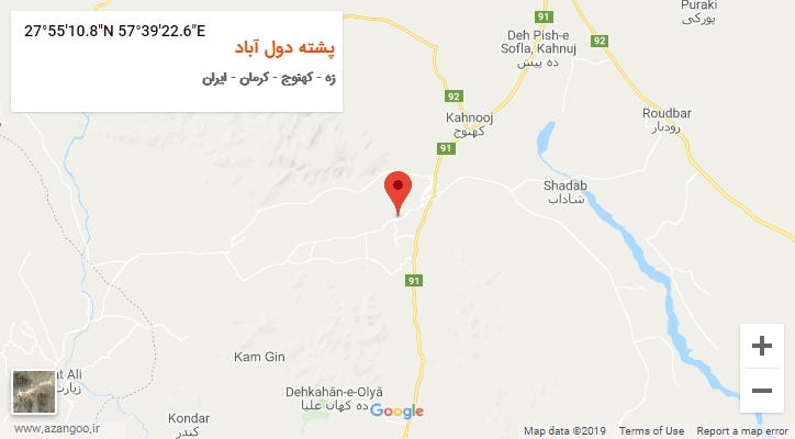 روستای پشته دول آباد بر روی نقشه