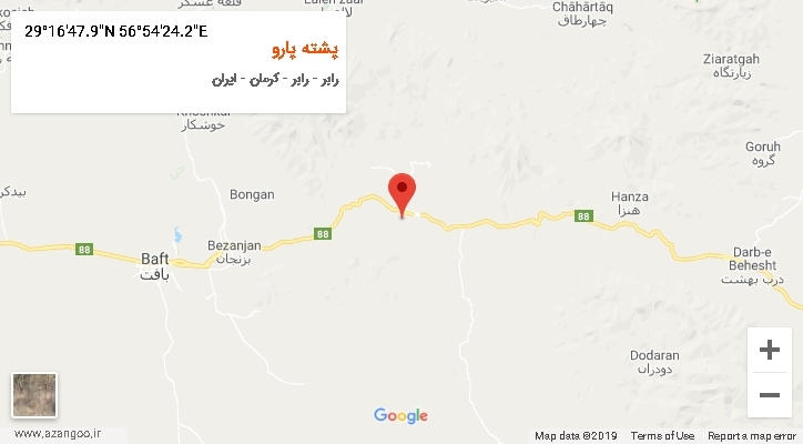 روستای پشته پارو بر روی نقشه