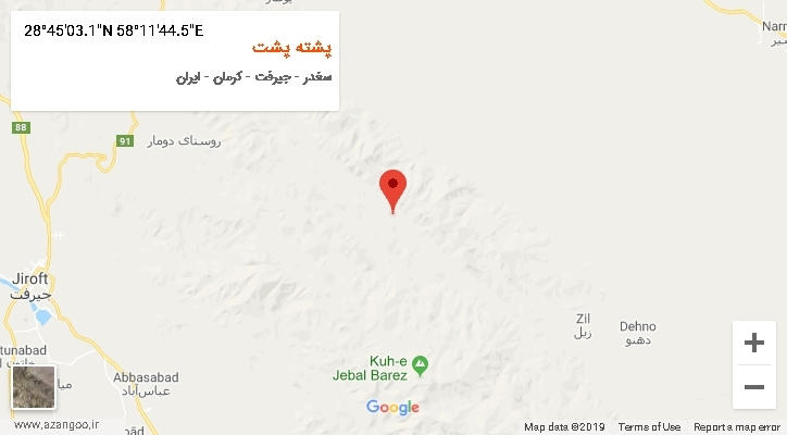 روستای پشته پشت بر روی نقشه