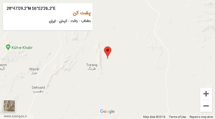 روستای پشت کن بر روی نقشه