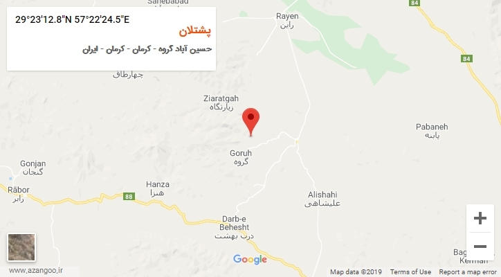 روستای پشتلان بر روی نقشه
