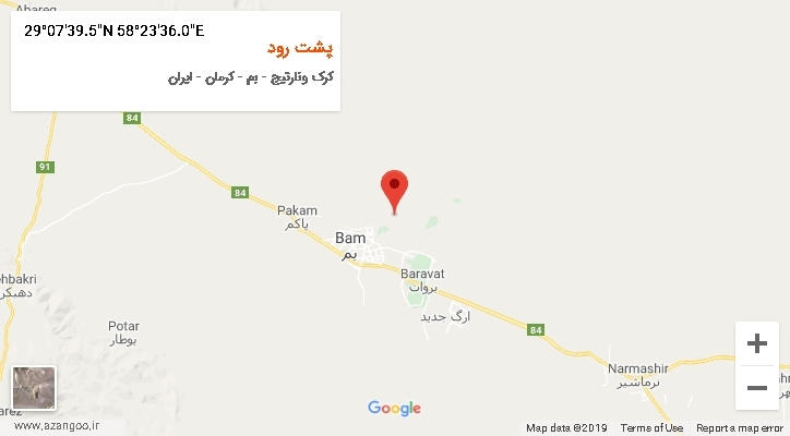 روستای پشت رود بر روی نقشه