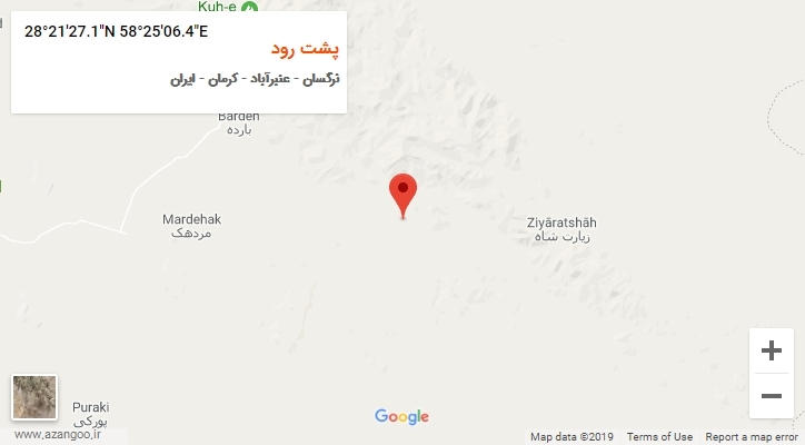 روستای پشت رود بر روی نقشه