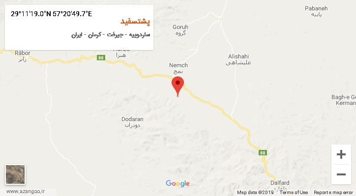 روستای پشتسفید بر روی نقشه