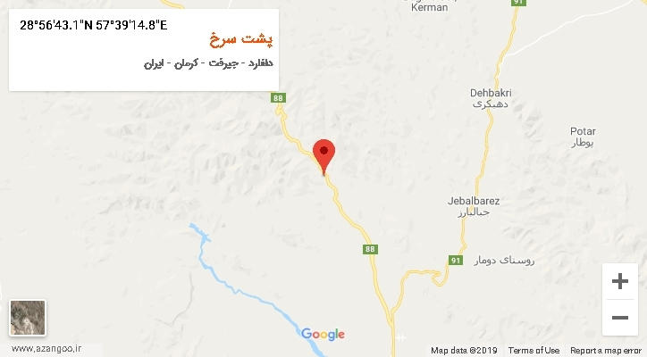 روستای پشت سرخ بر روی نقشه