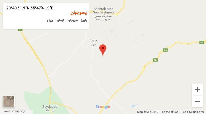 روستای پسوجبان بر روی نقشه
