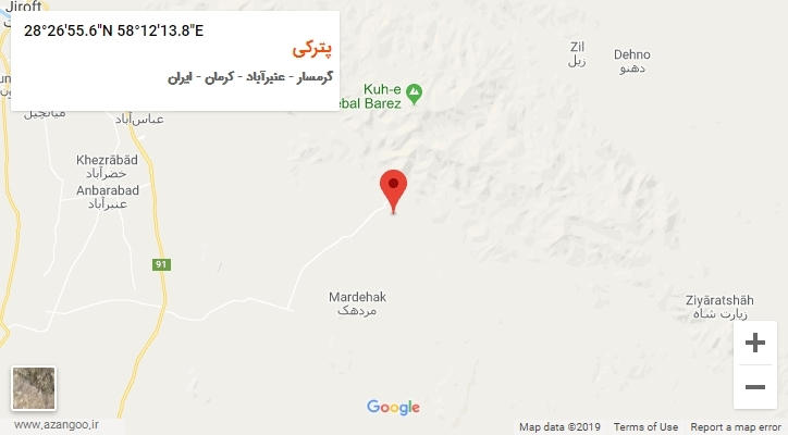 روستای پترکی بر روی نقشه