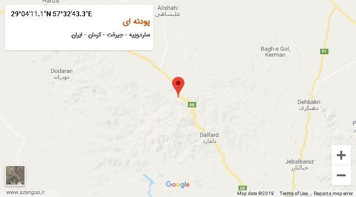 روستای پودنه ای بر روی نقشه