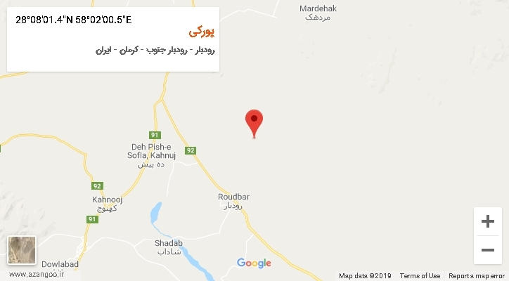 روستای پورکی بر روی نقشه